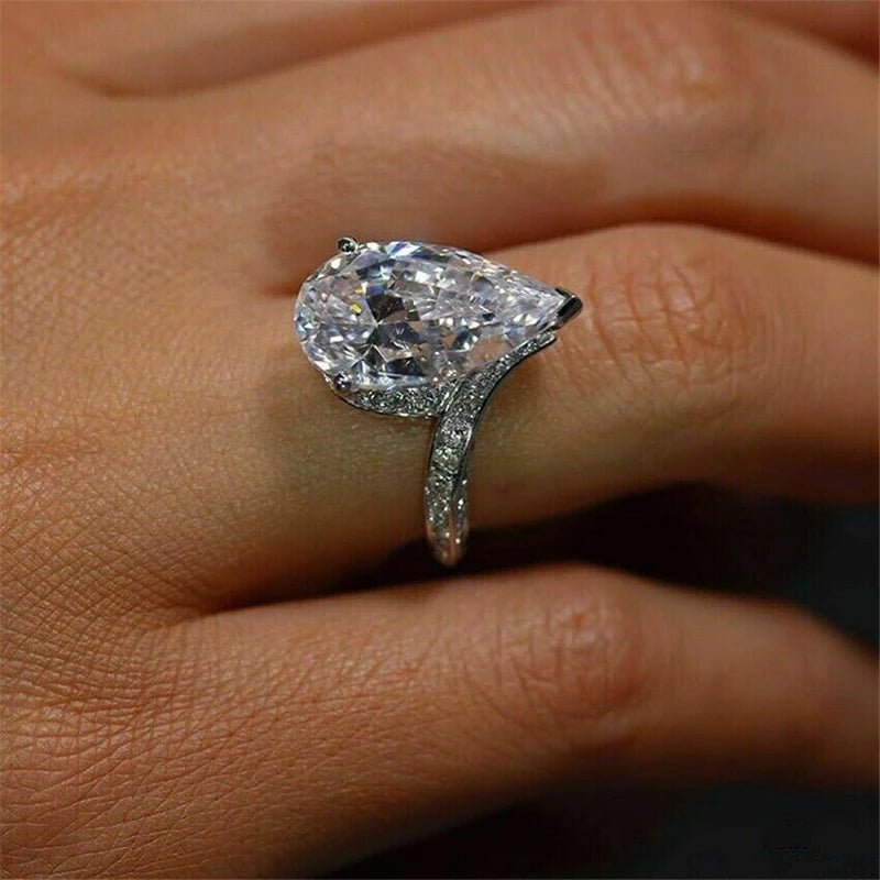 Huitan Waterdrop Cubic Zirconia Ring – Women's Wedding Band Wedding Band Ring Axl Q898 9