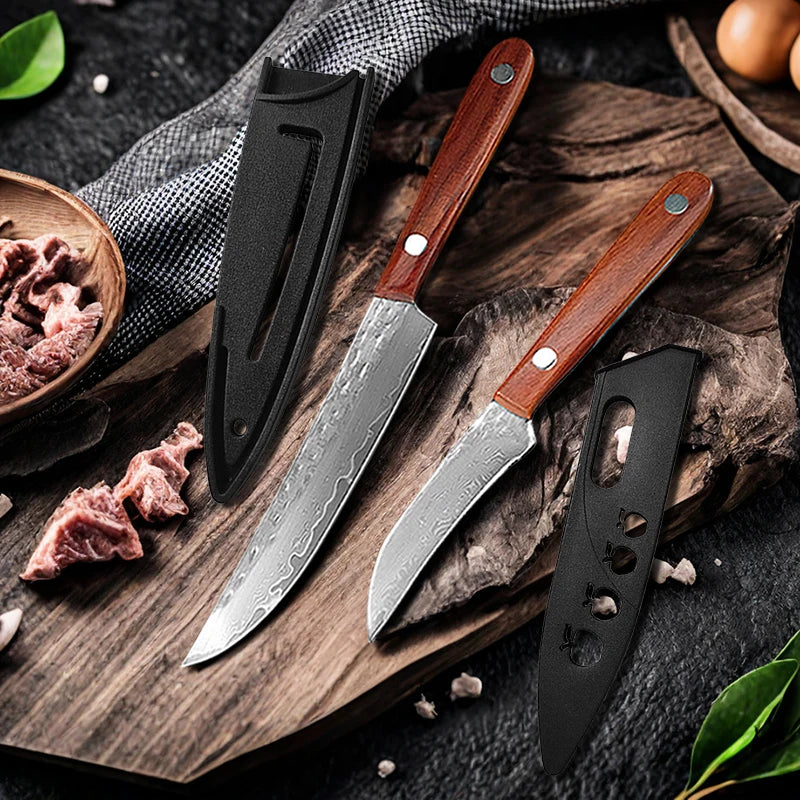67-Layer Damascus Steel Knife – Paring & Utility Kitchen Set Damascus Kitchen Knife Axl