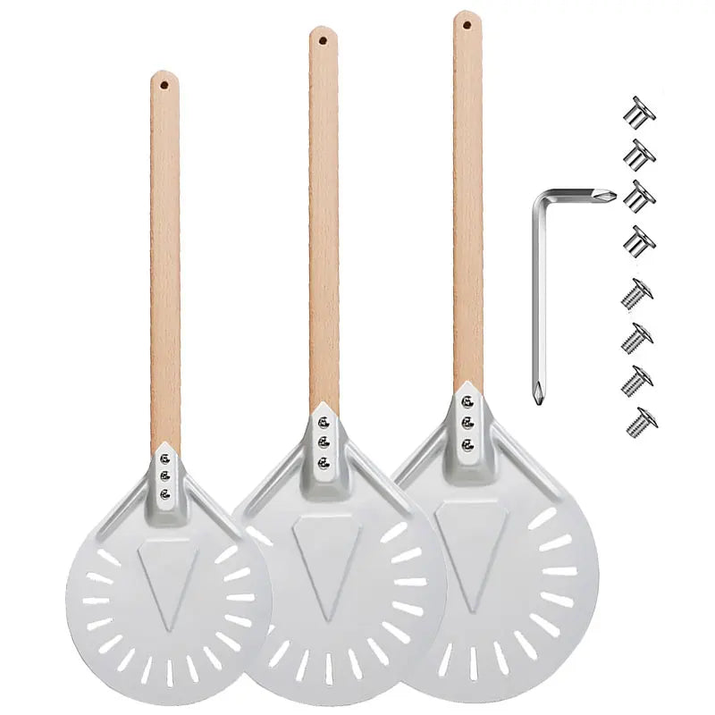 PGY Perforated Pizza Peel 7/8/9 Inch – Aluminum Wood Handle Pizza Peel Axl