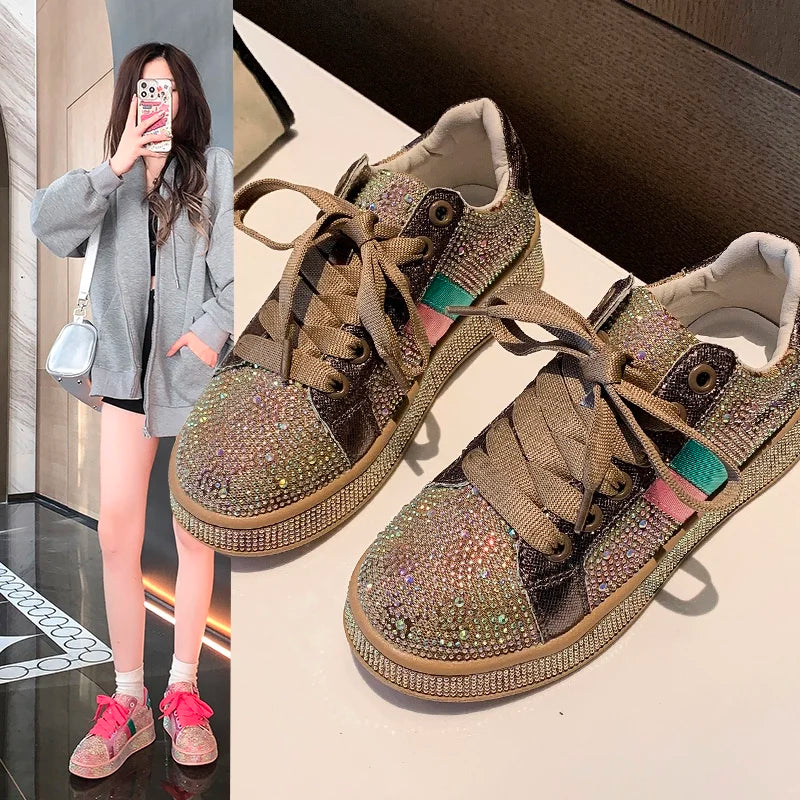 Women's Rhinestone Platform Sneakers – Luxury Sparkle Trainers Platform Sneakers Axl