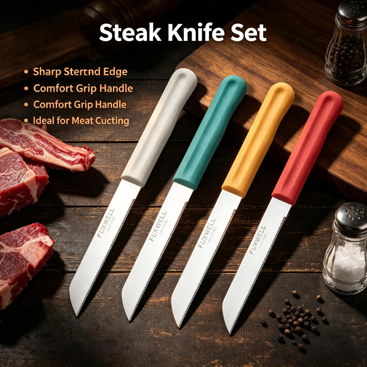 Stainless Steel Serrated Steak & Fruit Knife – Kitchen Knife Kit Steak Knife Kit Axl