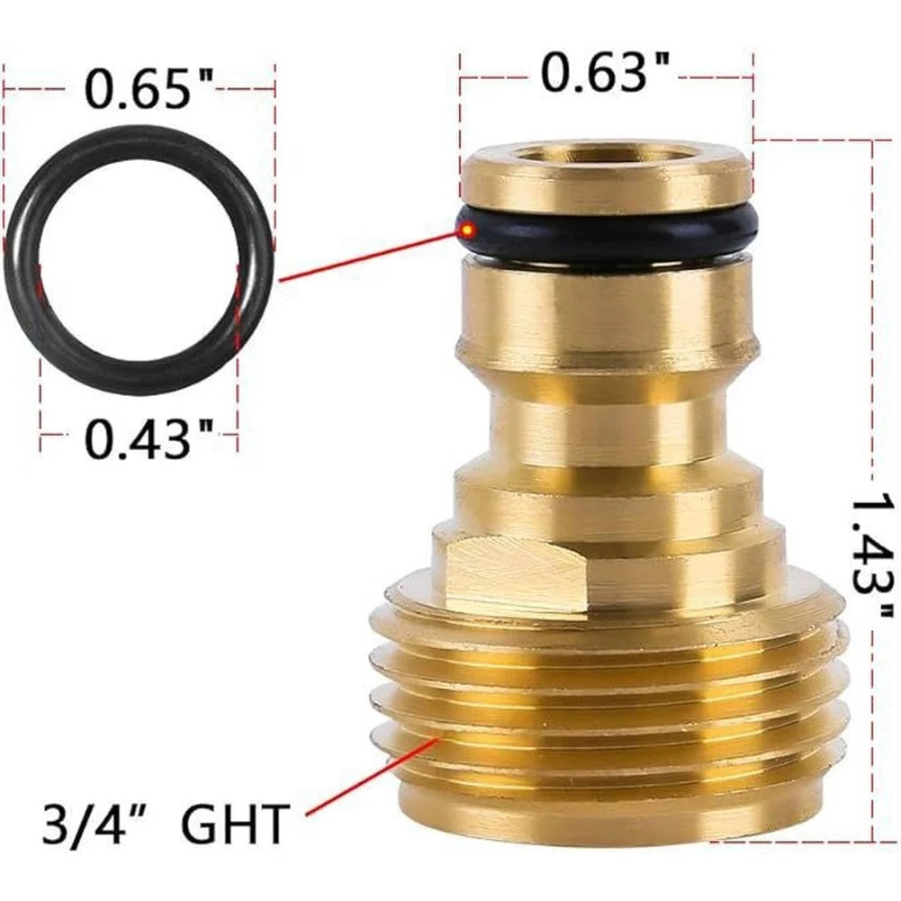 Brass 3/4" GHT Quick Connect Garden Hose Coupler Fitting Garden Hose Fitting Axl