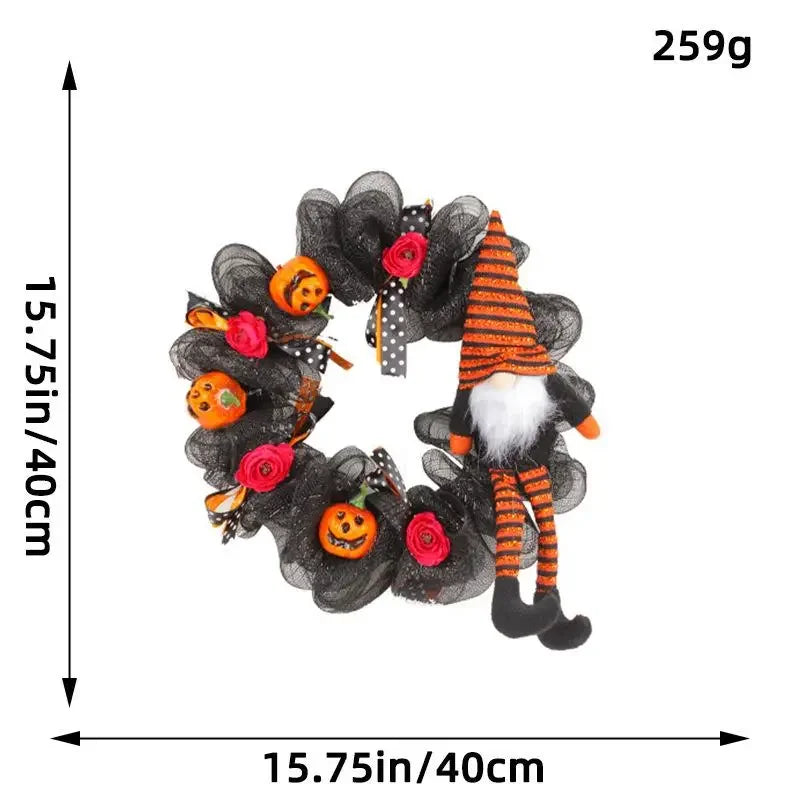 Halloween Long Leg Elder Doll Wreath – Spooky Door Decor Halloween Wreath Decor Axl