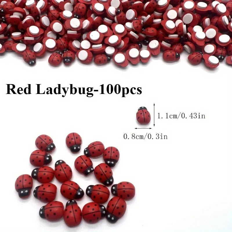 Mini Ladybug Stickers – Self-Adhesive DIY Craft Decorations Decorative Stickers Axl Red Ladybug-100PCS