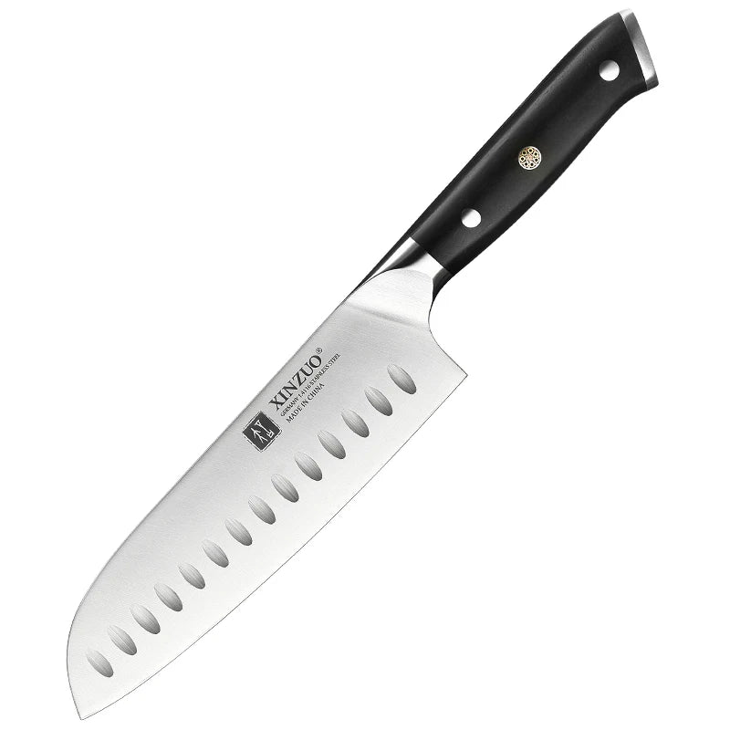 XINZUO Yu 8-Piece Knife Set | 1.4116 Steel & Ebony Handle Kitchen Knife Set Axl 1pc Santoku Knife