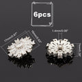 6-Pack 26.5mm Flower Brass Rhinestone Shank Buttons – Crystal Silver Rhinestone Shank Buttons Axl AECH04-00346