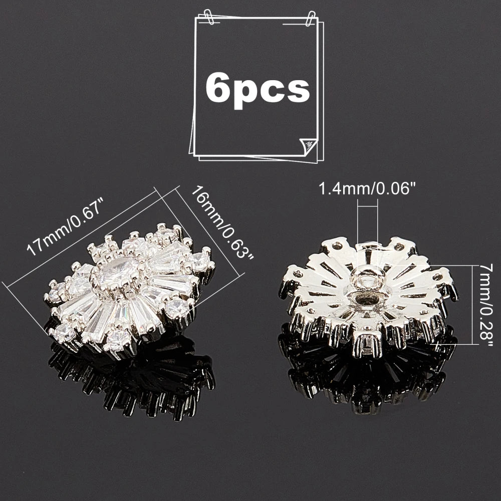 6-Pack 26.5mm Flower Brass Rhinestone Shank Buttons – Crystal Silver Rhinestone Shank Buttons Axl AECH04-00346