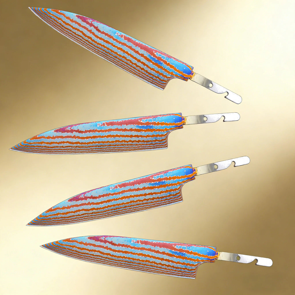 Damascus Titanium Kitchen Knife Blade | DIY Replacement 1–5 Pcs Knife Blade Axl