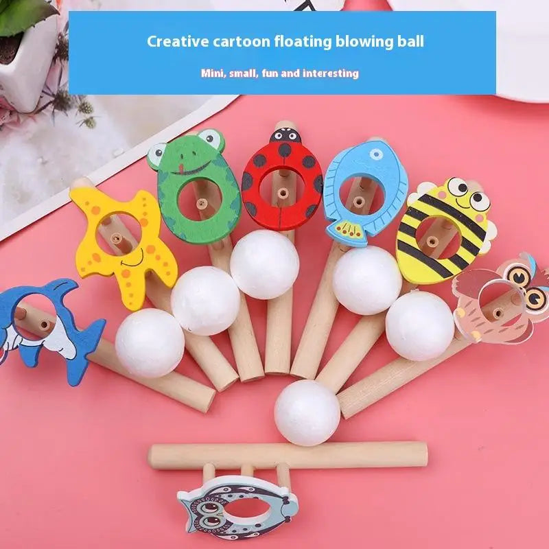 Cartoon Foam Ball Blower Toy – Wooden Floating Ball Game Educational Ball Toy Axl