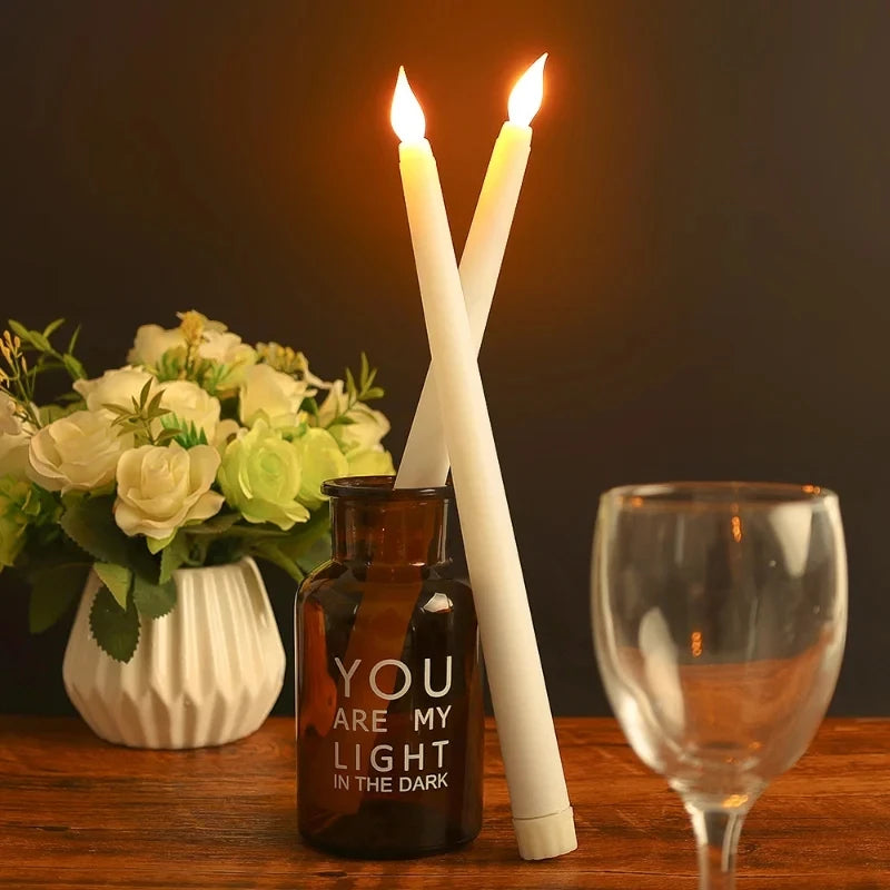LED Flameless Taper Candles – 6/12 Pc Flickering Set Flameless Taper Candles Axl