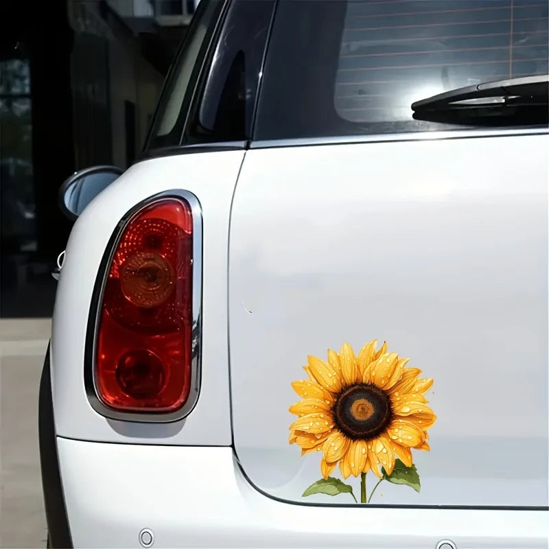 Waterproof Sunflower & Water Droplet Stickers for Cars & Laptops Decorative Stickers Axl