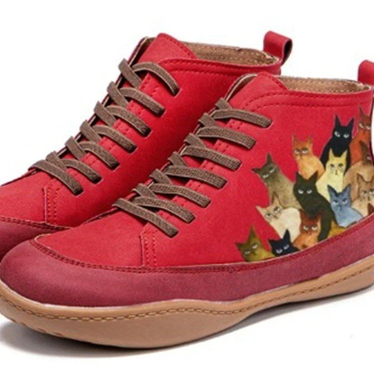 Women's Slip-On Ankle Boots with Fur – Square Heel PU Women's Ankle Boots Axl 36 F59red