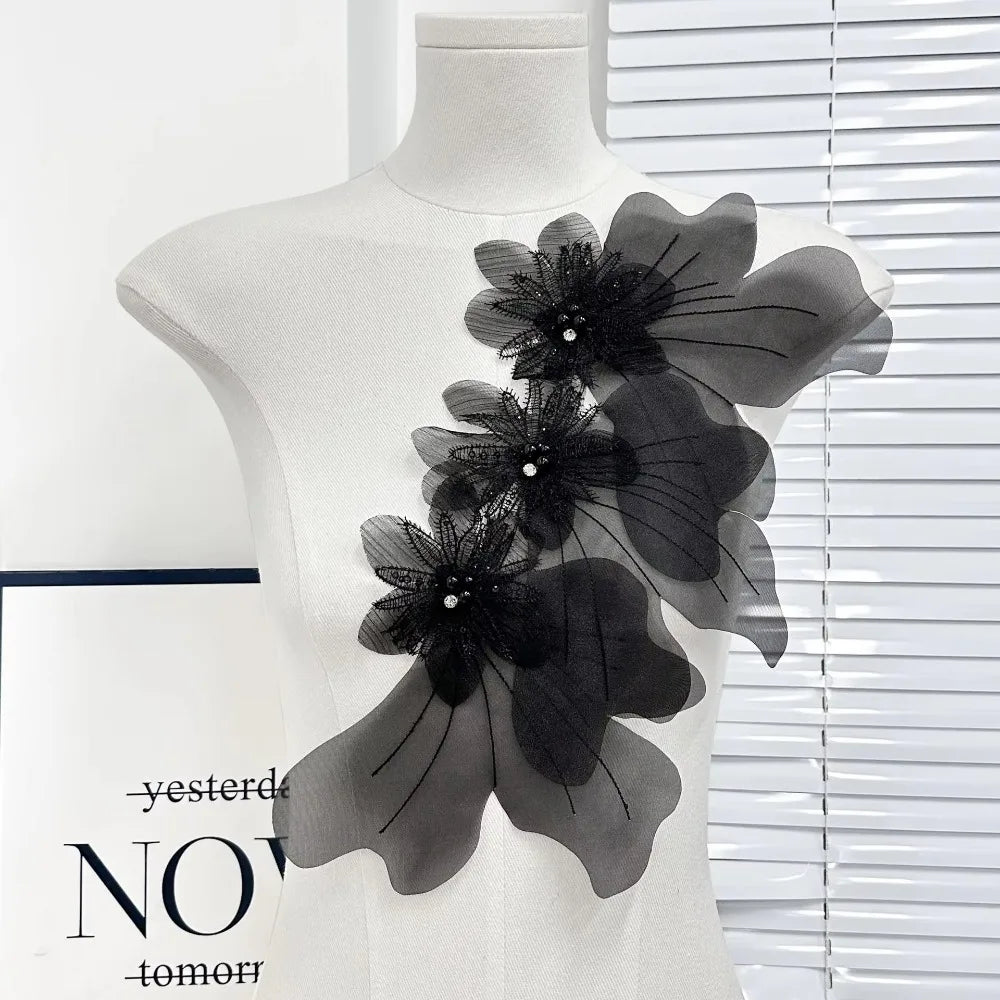 3D Organza Flower Patch – Handmade DIY Corsage Embellishment Floral Corsage Patch Axl