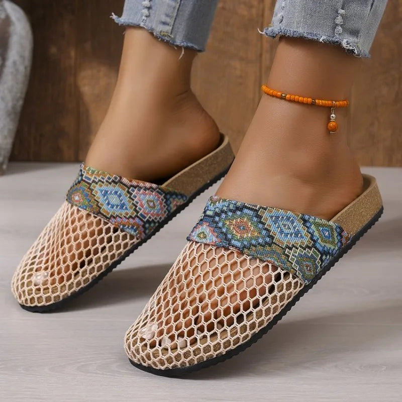 Women's Mesh Flat Slippers – Casual Street Style Summer Slides Women's Flat Slippers Axl