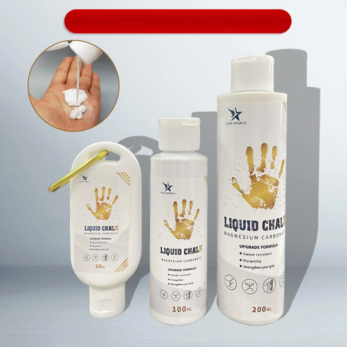 Liquid Chalk Grip 50/100/200ml – Gym, Climbing & Pole Dance Liquid Chalk Grip Axl