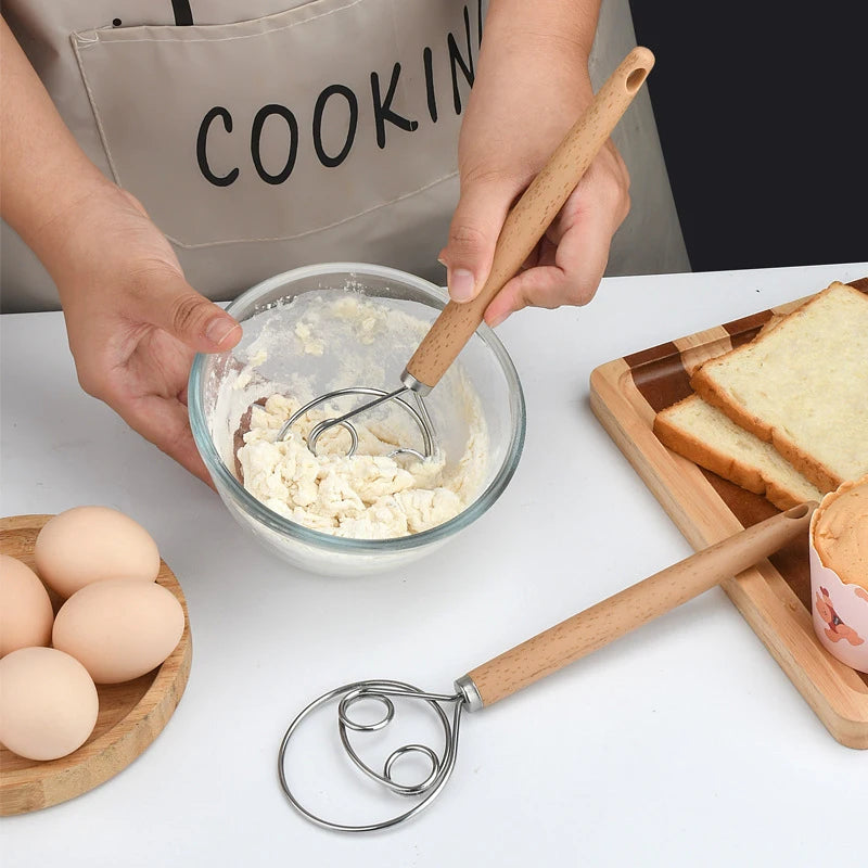 10-Inch Danish Dough Whisk – Stainless Steel & Wood Handle Danish Dough Whisk Axl