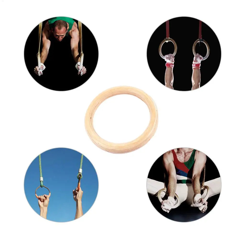 Birch Wood Pull Up Gymnastics Rings – Non-Slip Grip Training Gymnastics Training Rings Axl