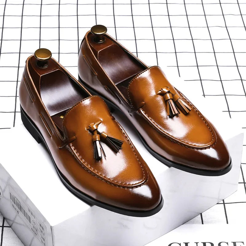 Men's Italian Style Leather Loafers – Luxury Slip-On Casual Shoes Men's Loafers Axl