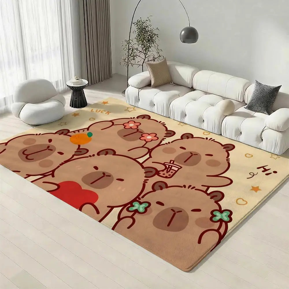Capybara Flannel Floor Mat – Non-Slip Soft Indoor Rug Flannel Floor Mat Axl