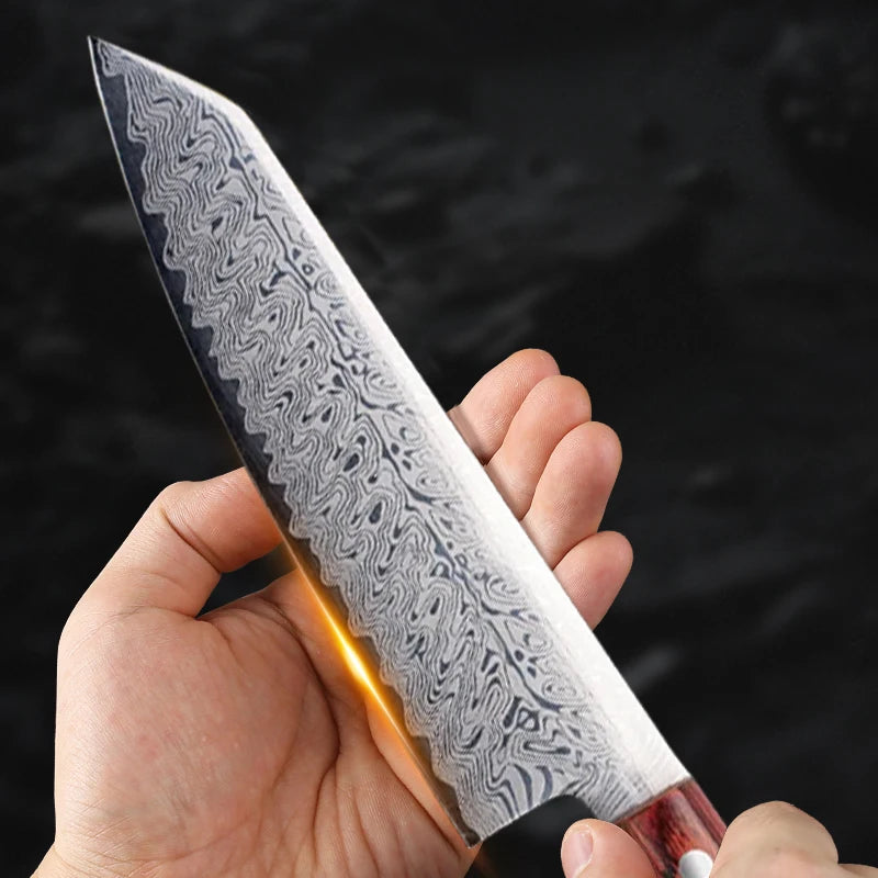 Damascus Steel Chef Knife – Japanese Wood Handle Kitchen Set Chef Knife Set Axl