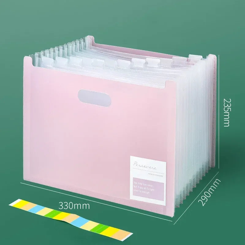 A4 Accordion File Folder – 13-Pocket Large Capacity Organizer Accordion File Folder Axl B-pink