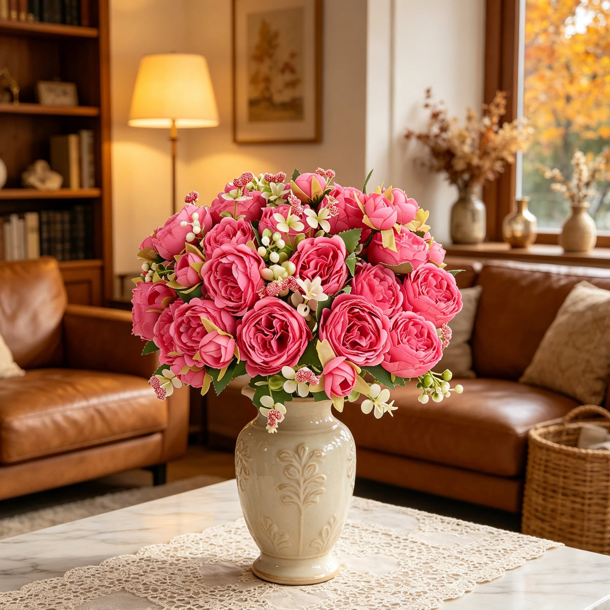 Silk Peony Rose Artificial Bouquet – Wedding & Home Décor Artificial Flower Bouquet Axl