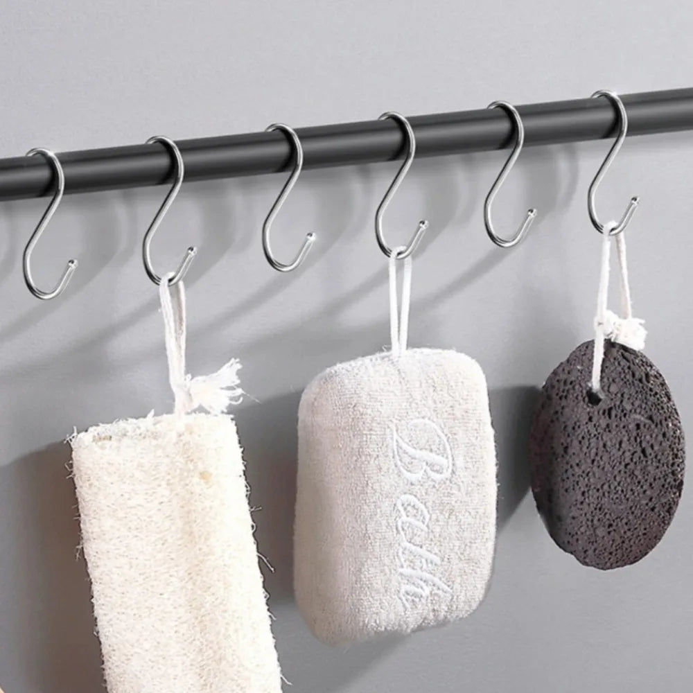 10-Pack Stainless Steel S Hooks – No-Drill Kitchen Organizer Storage S Hooks Axl