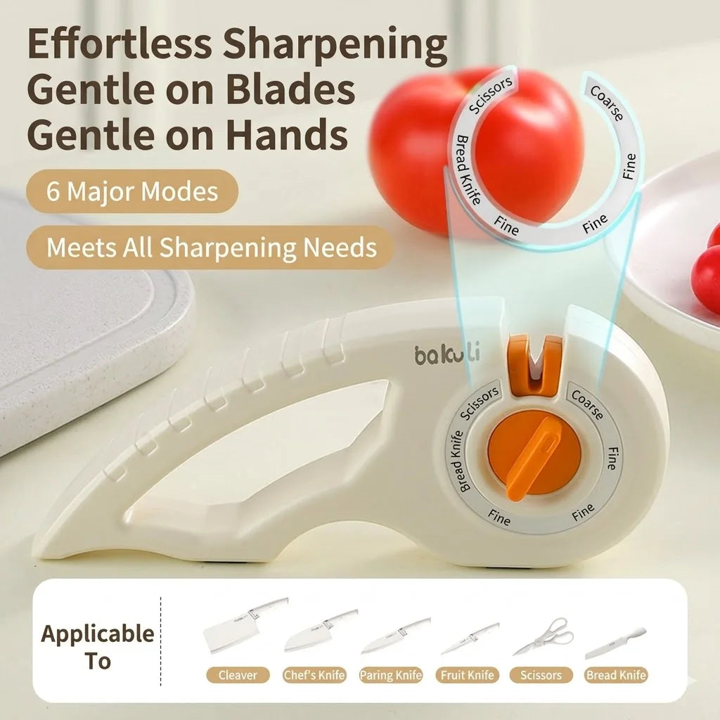 PLYS 6-Mode Knife & Scissor Sharpener | Non-Slip Kitchen Tool Knife Sharpener Axl