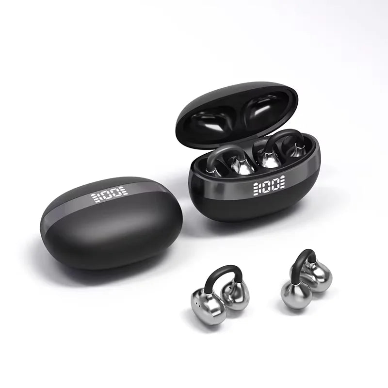 YU7 Sport Ear Clip Bluetooth Headphones with LED Display Wireless Earphones Axl black