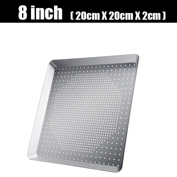 Nonstick Square Perforated Pizza Pan – 8/10/12 Inch Aluminum Pizza Baking Pan Axl 8inch