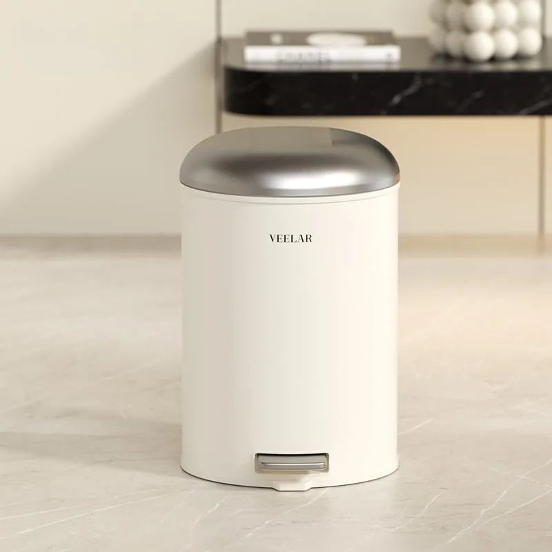 Pedal Trash Can with Lid – Round Metal Bin 10L & 15L Pedal Trash Can Axl
