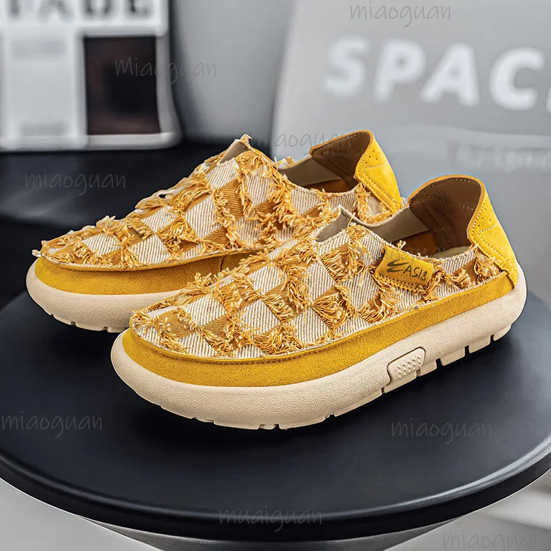 Men's Canvas Slip-On Loafers – Casual Espadrille Flat Shoes Canvas Slip-On Loafers Axl