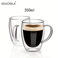 KEMORELA 350ml Double Wall Glass Coffee Mugs | Set of 2/4/6 Glass Coffee Mugs Axl 2PCS 350ml