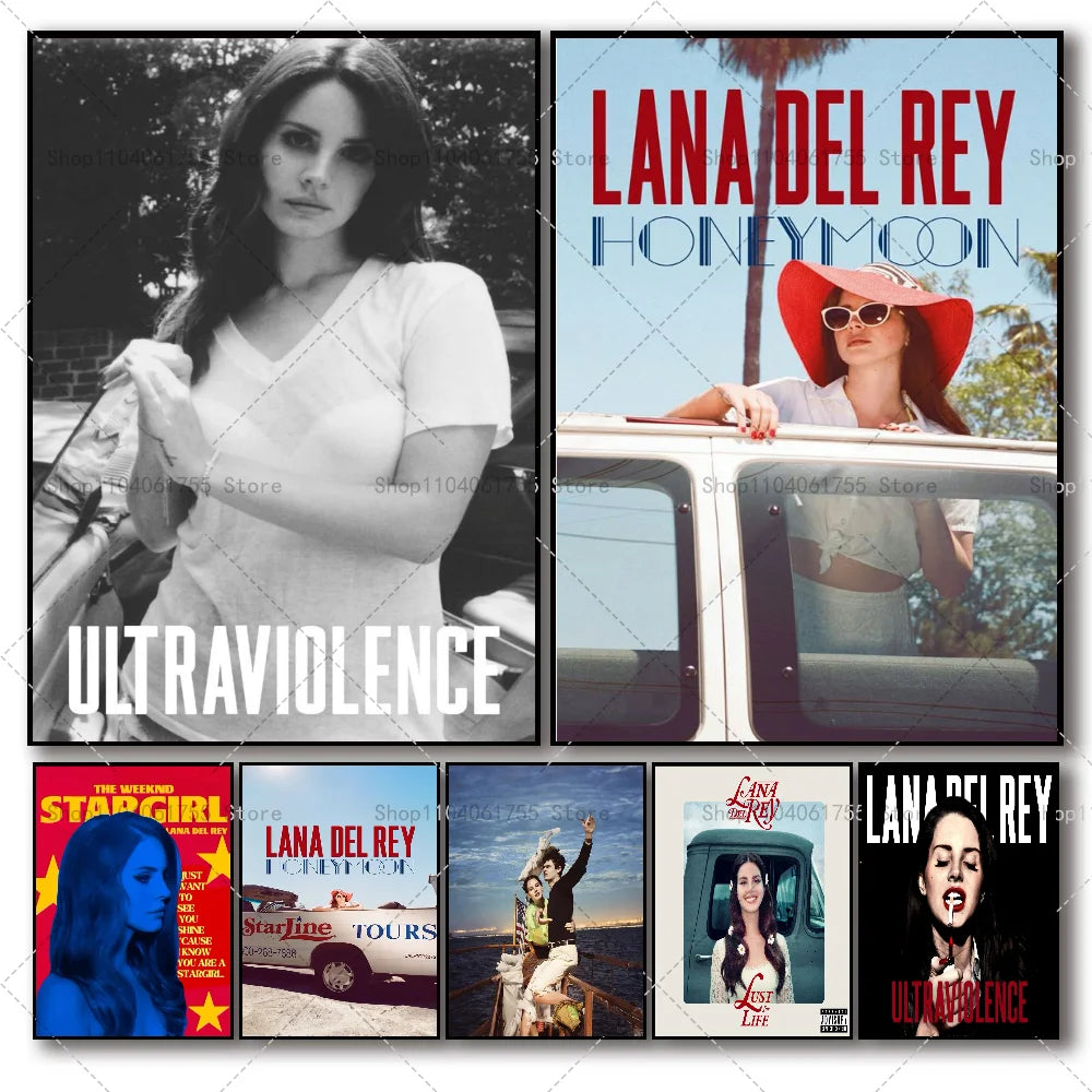 Lana Del Rey Music Poster – Self-Adhesive Waterproof Wall Sticker Music Wall Poster Axl