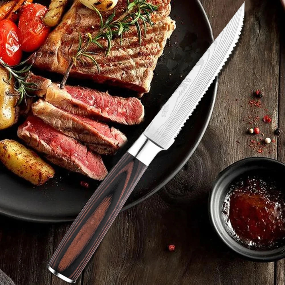 Stainless Steel Serrated Steak Knife with Plastic Handle Serrated Steak Knife Axl