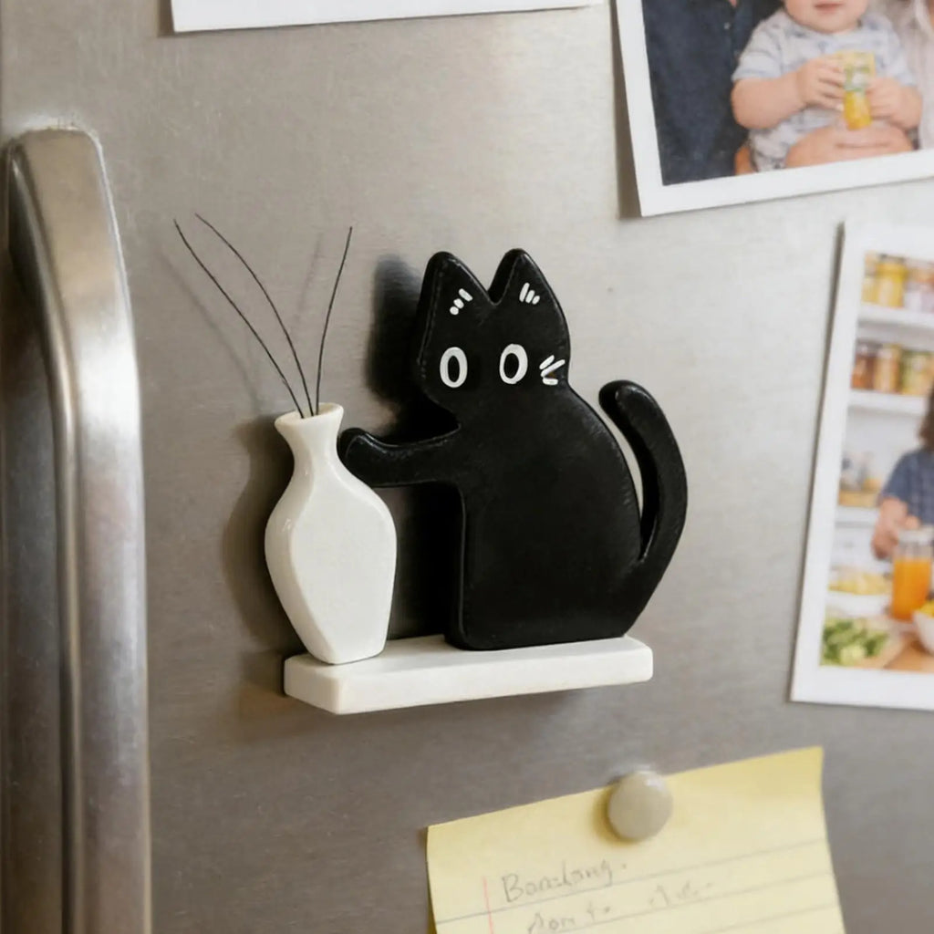 Black Cat Whisker Holder Fridge Magnet | Acrylic Storage Box Fridge Magnet Organizer Axl