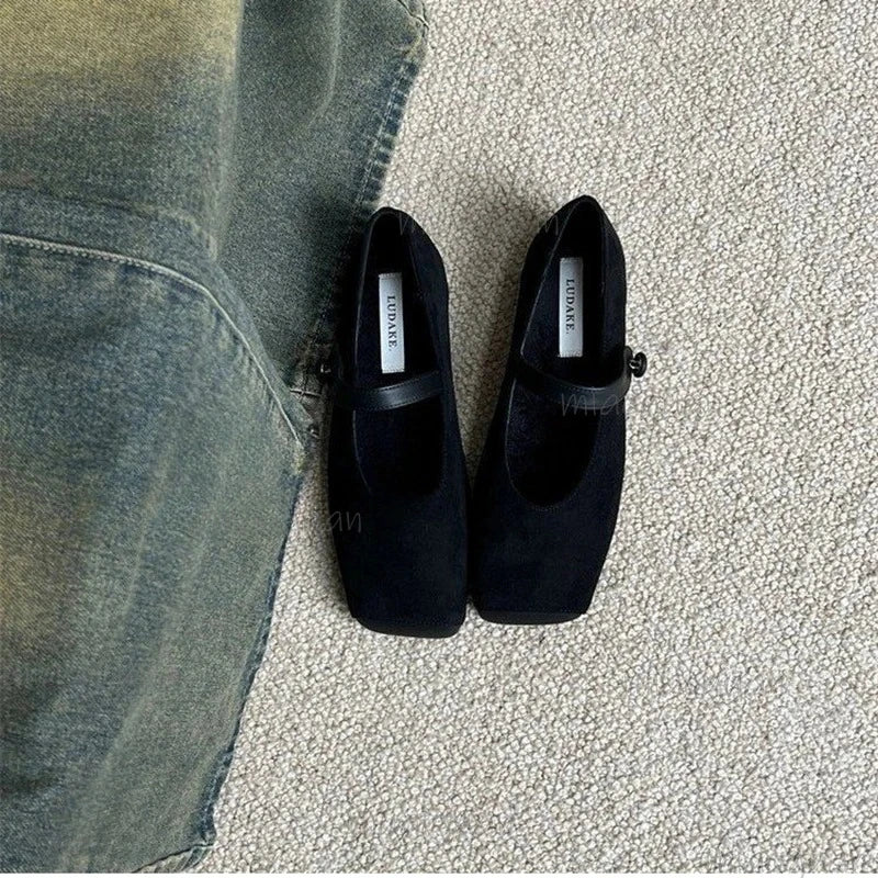 Women's Vintage Mary Jane Ballet Flats – Square Toe Slip-On Women's Ballet Flats Axl black 35