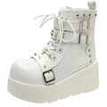 Women's Goth Platform Ankle Boots – Punk Wedge Buckle Zip Heels Platform Ankle Boots Axl 39 white-606