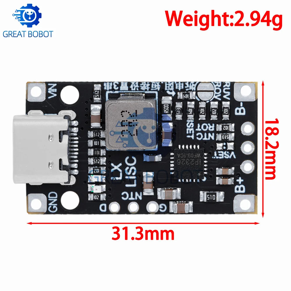 Type-C USB 2-3S BMS Lithium Battery Charging Module 15W Fast Charge Battery Charging Module Axl