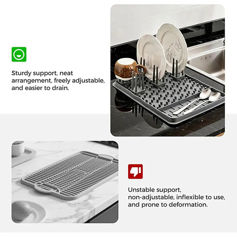Silicone Dish Drying Rack – Adjustable Drainer & Organizer Dish Drying Rack Axl