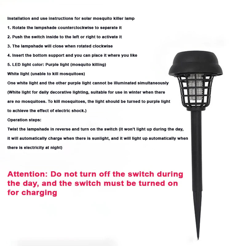 Solar Mosquito Zapper Lawn Lamp – Chemical-Free, Multi-Use Solar Bug Zapper Axl