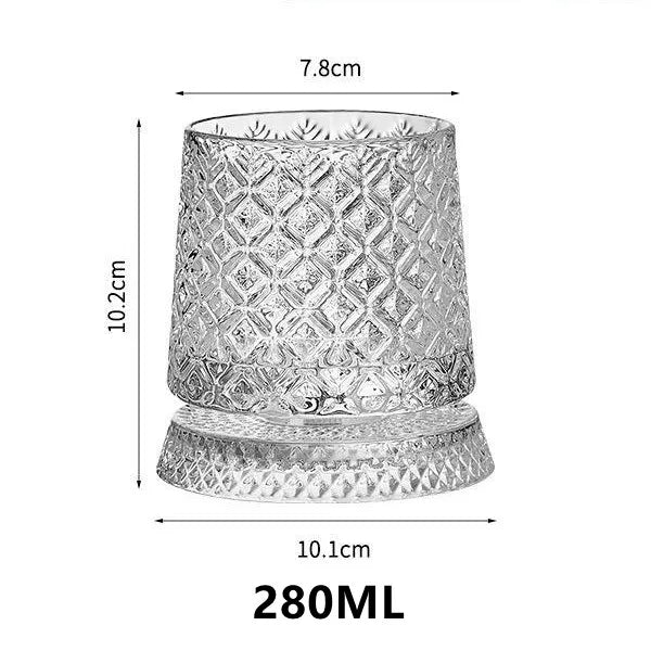 KEMORELA 280ml Rotating Crystal Whiskey Glass with Base Whiskey Glass Axl B 280ml