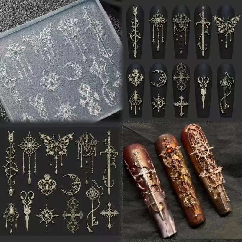 3D Relief Silicone Nail Art Mold – Floral & Bow Tie Carving Nail Art Mold Axl