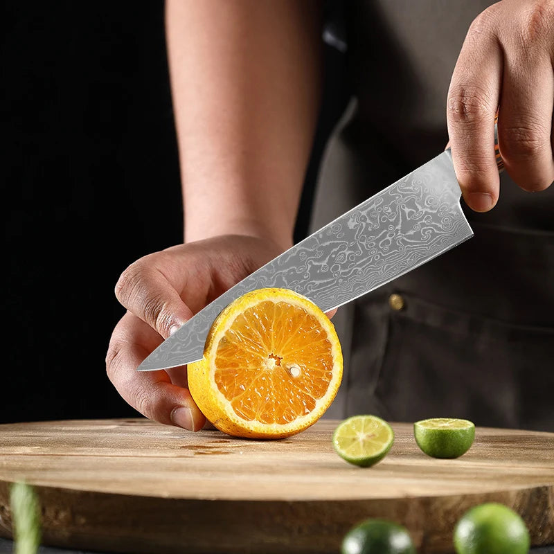InLeung Damascus Steel Boning Knife – Wood Handle Chef's Knife Damascus Chef's Knife Axl