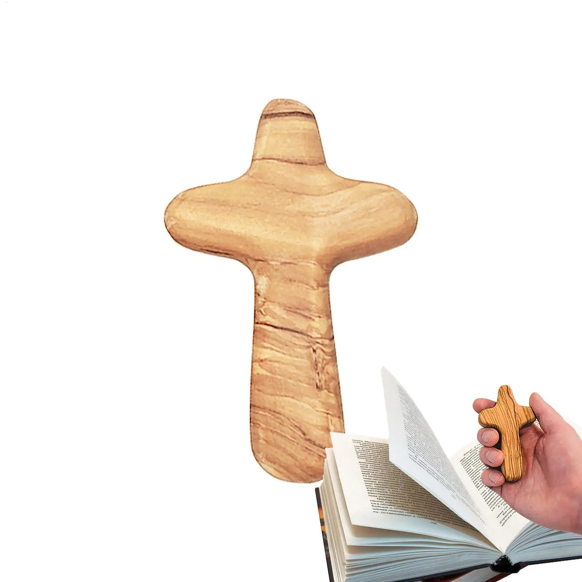 Olive Wood Palm Cross – Handheld Wooden Prayer Cross Pendant Wooden Prayer Cross Axl