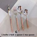 Vintage Rose Gold Stainless Steel Cutlery Set – 4pc Flatware Flatware Cutlery Set Axl 5pcs 1set