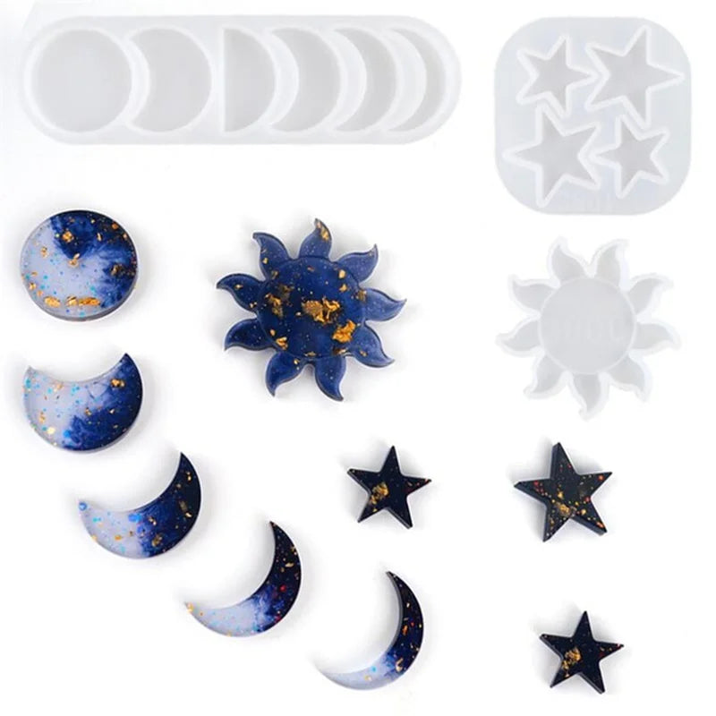 Star Sun Moon Silicone Resin Molds – DIY Jewelry & Craft Kit Silicone Craft Mold Axl