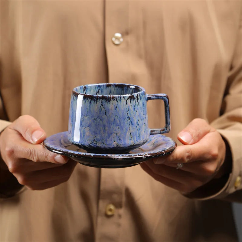 180ml Japanese Kiln-Fired Ceramic Espresso Cup & Saucer Set Ceramic Espresso Cup Axl