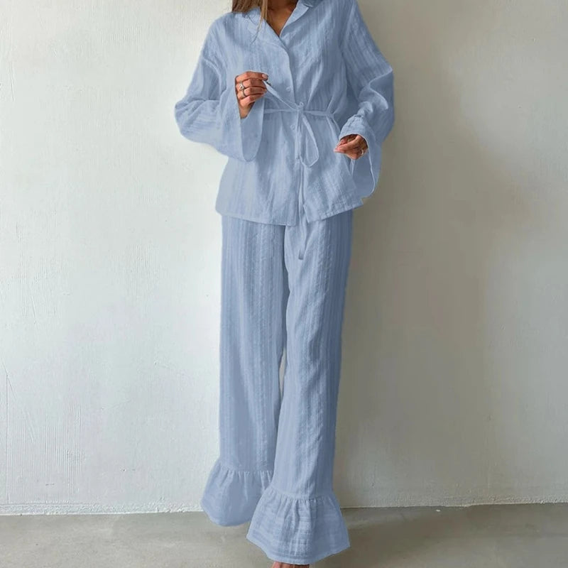 Women's 2-Piece Cotton Pajama Set – Long Sleeve Winter Sleepwear Women's Pajama Set Axl