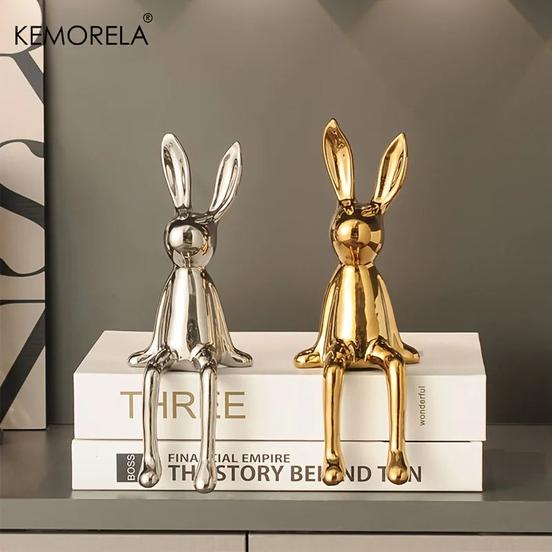 Ceramic Long-Eared Rabbit Statue | Luxury Home Décor Ornament Decorative Figurine Axl